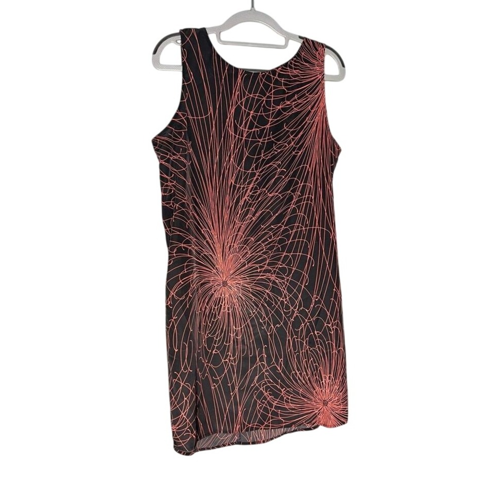 Halogen Gray & Coral Floral Sleeveless lightweight Shift Dress